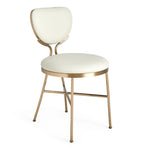 Chair with white cushioned seat and backrest on a gold frame against a white background