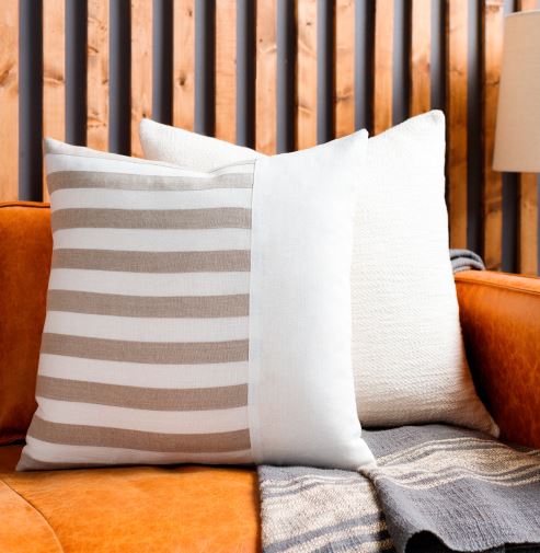 Roxbury Pillow on leather couch