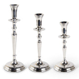 Polished Silver Traditional Taper Candleholders, Set of 3