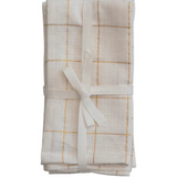 18" Square Napkins w/ Metallic Gold Thread, Cream Color, Set of 4