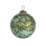 Green Marble Finish Glass Ball Ornament, Small