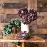 20" Antique Burgundy Real Touch Hydrangea - Set of 12