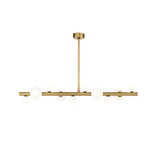 Modern chandelier with gold finish on a white background