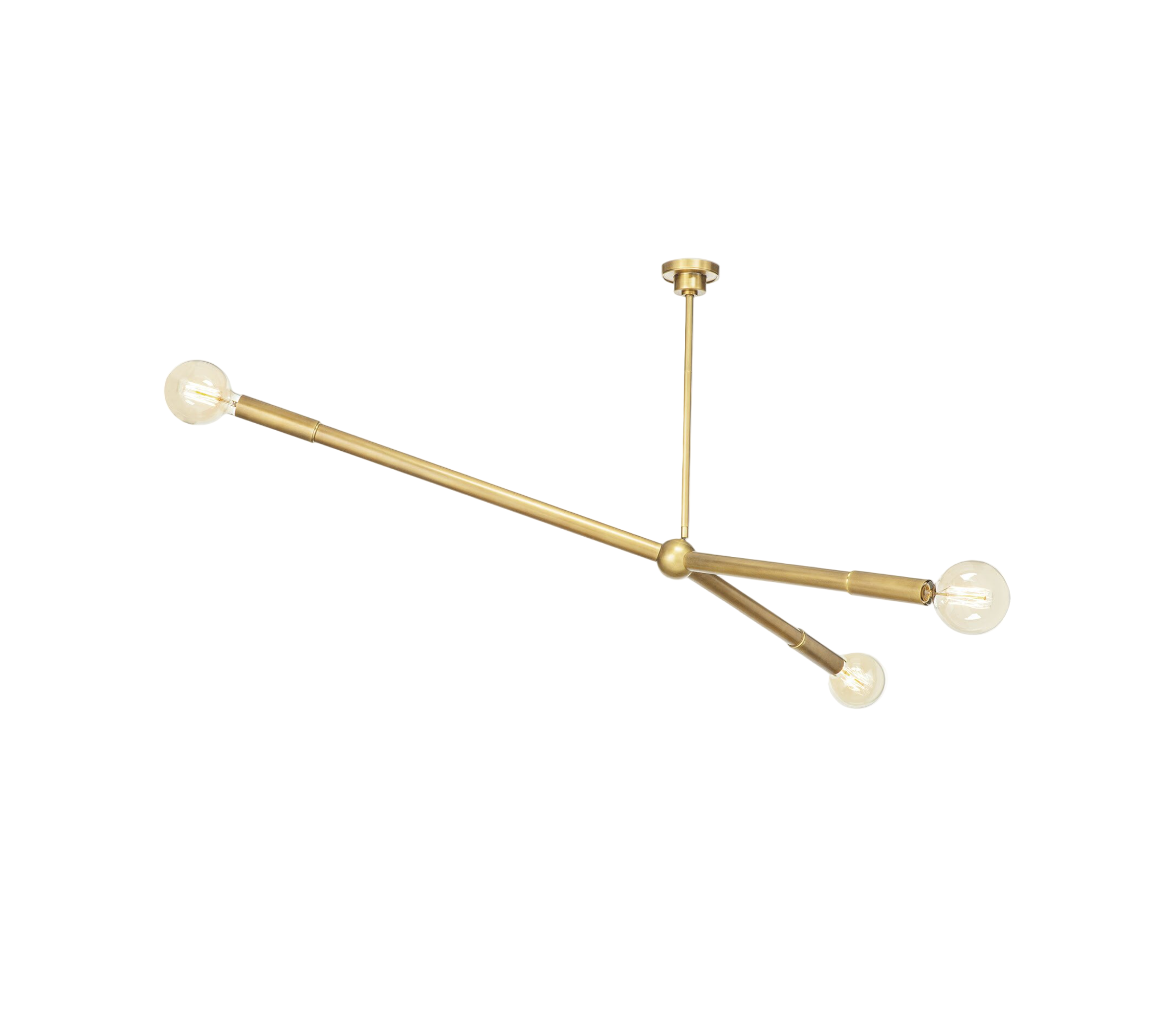 Modern gold pendant light fixture on a white background