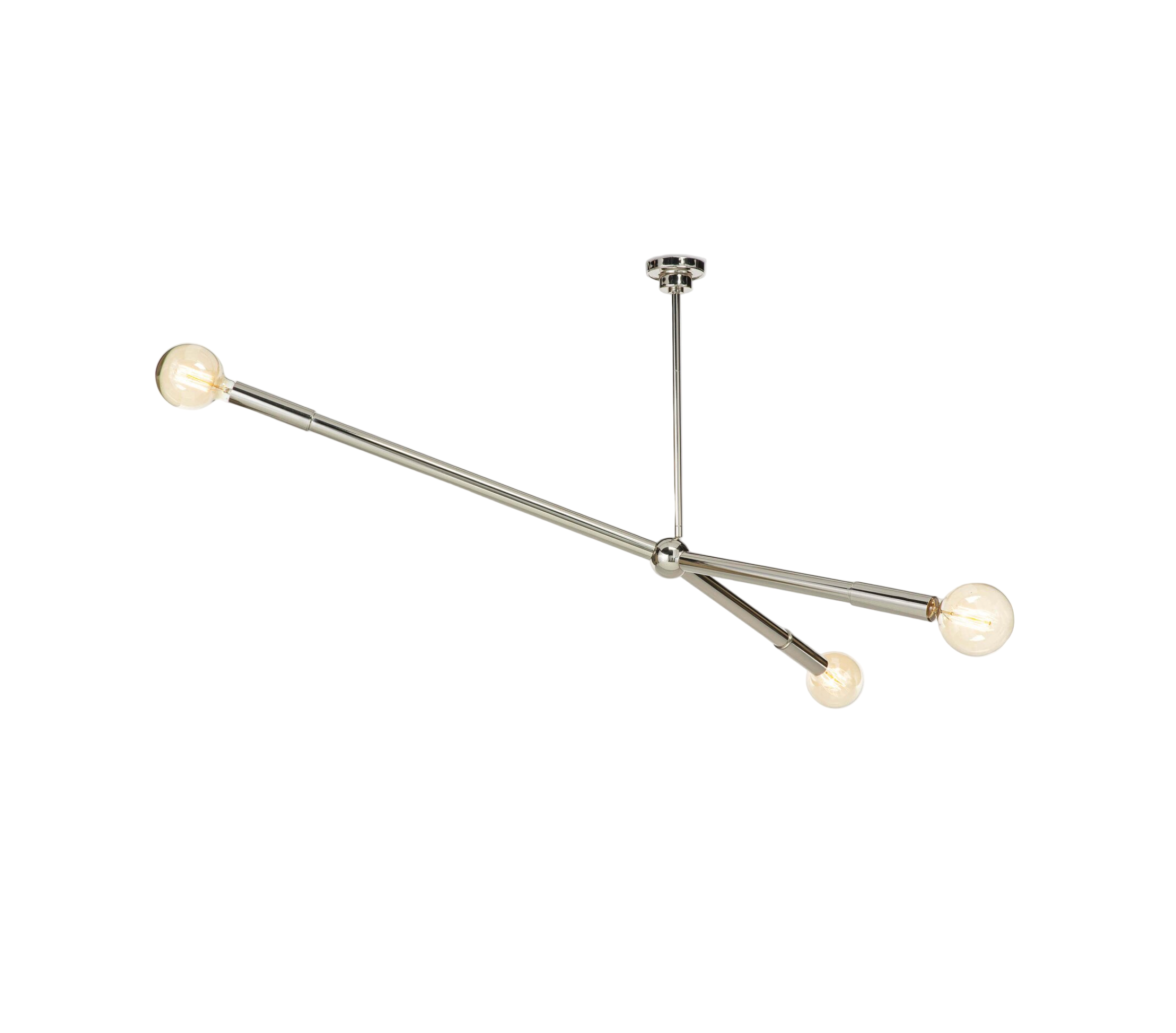 Modern pendant light with multiple arms on a white background