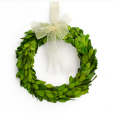 Preserved Boxwood Wreath With Ribbon - 8"