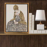 Edith with Striped Dress, Sitting, 1915 Framed Canvas