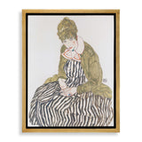 Edith with Striped Dress, Sitting, 1915 Framed Canvas