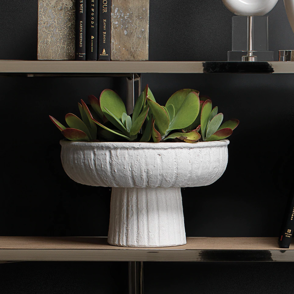 Aegean pedestal bowl large white