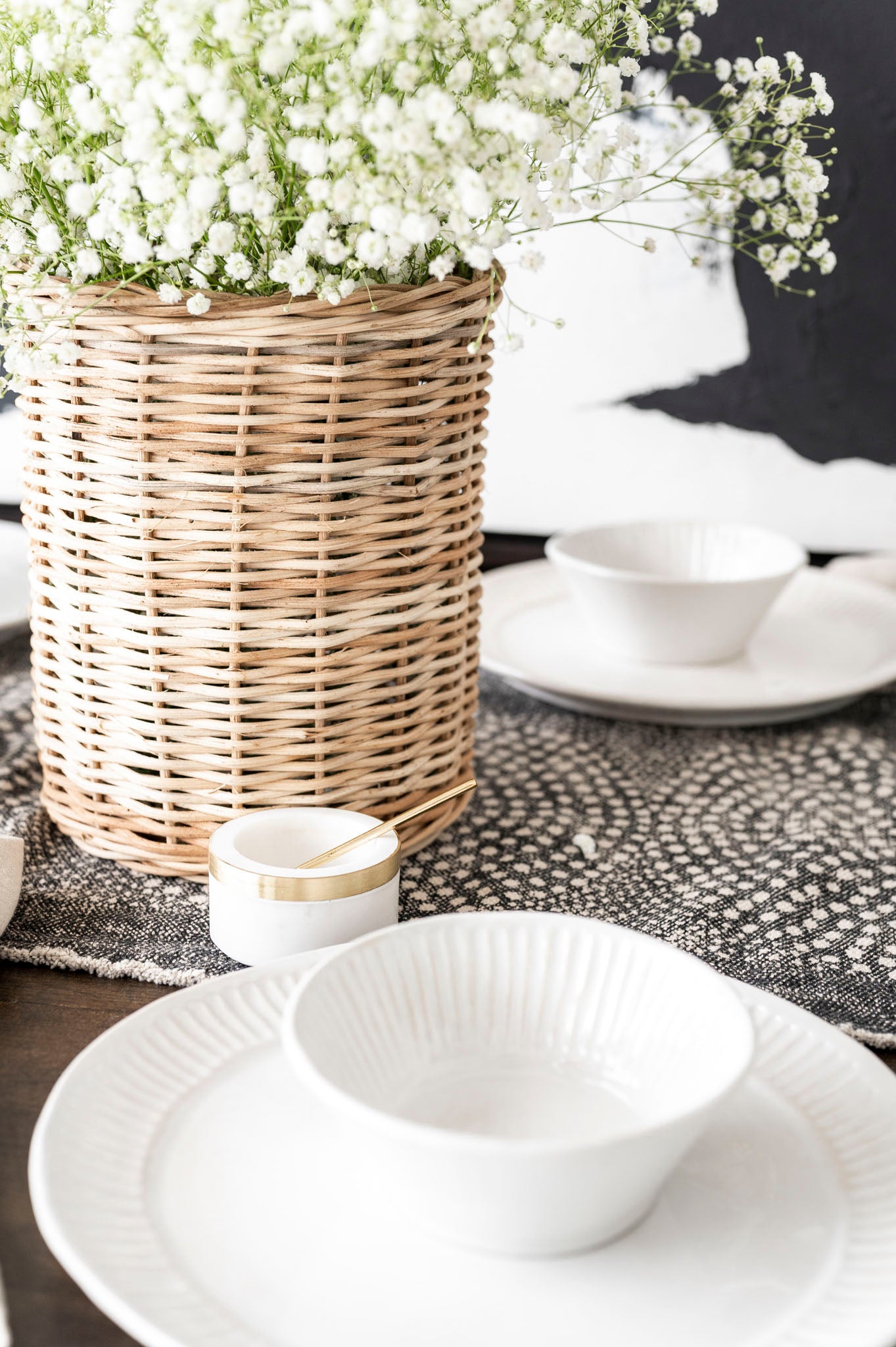 Chalk Hill plate dinnerware styled with bowl 