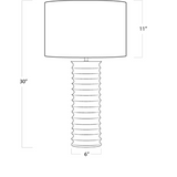 Nabu Metal Lamp dimensions with white background.