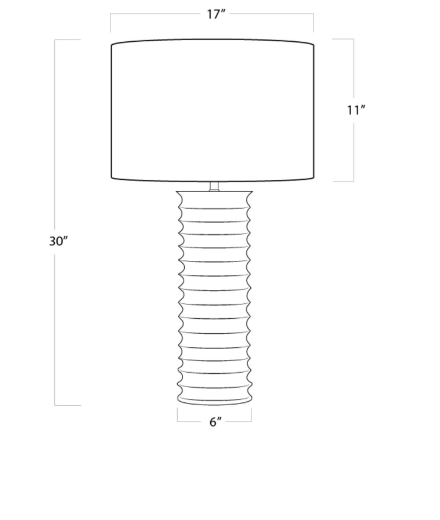 Nabu Metal Lamp dimensions with white background.