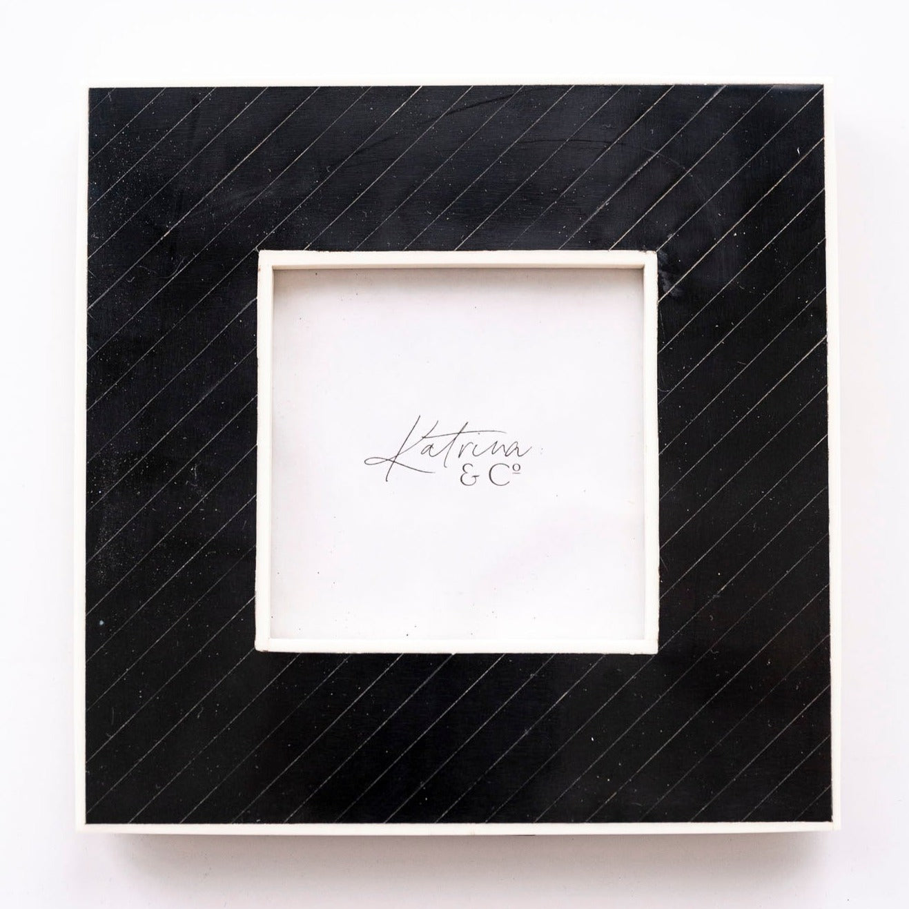 black bone inlay diagonal stripe photo frame