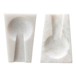 white marble spoon rest on white background