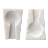 white marble spoon rest on white background