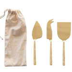 Stainless cheesekinive set gold finish