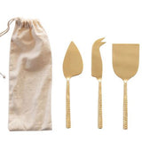 Stainless cheesekinive set gold finish