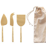 Stainless cheesekinive set gold finish with storage bag