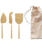 Stainless cheesekinive set gold finish with storage bag