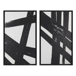 artwork with black brushstrokes with white background and black frame