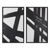 artwork with black brushstrokes with white background and black frame
