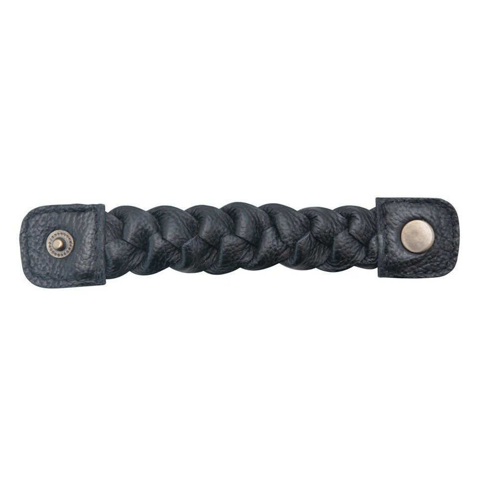 black braided napkin ring on white background