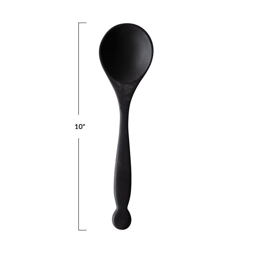 black carved wood spoon