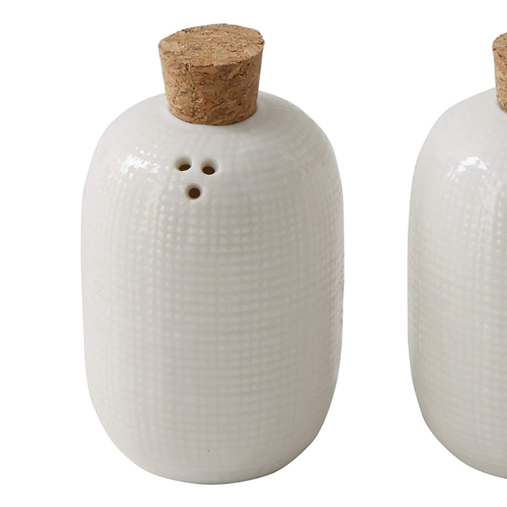mini white ceramic salt and pepper shakers