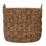 seagrass and metal basket on white background