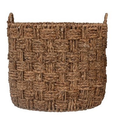 seagrass and metal basket on white background