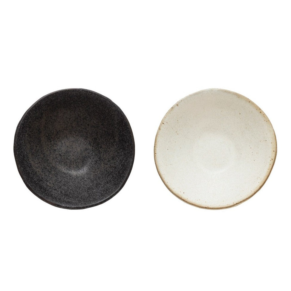 Stoneware mini bowl black and white on white background