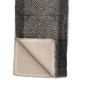 table runner with dot pattern folded back